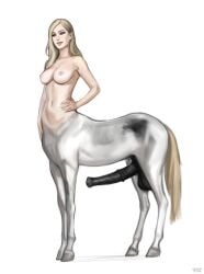 2025 animal_genitalia animal_penis atomx balls black_penis breasts centaur equid equid_taur equine_genitalia equine_penis erection european_mythology genitals greek_mythology gynomorph hand_on_hip hi_res humanoid_taur intersex mammal mammal_taur mythology nipples nude penis simple_background solo taur white_background white_body