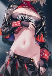 ai_generated burnice_white curvy_body curvy_female female female_focus no_face raaicave stomach torso zenless_zone_zero