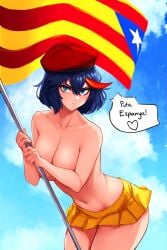 #putaespanya ai_generated barretina catalan catalan_girl covering_breasts crossed_arms estelada flag huge_breasts independence matoi_ryuuko quatribarrada racism senyera tetillas