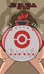 1girls 2d bent_over big_ass big_diaper cave dialogue diaper diaper_fetish english_text female female_focus female_only from_behind guavagrunt huge_ass may_(pokemon) mostly_nude mostly_nude_female poke_ball pokemon pov rock sfx shirt speech text thick_thighs thighs