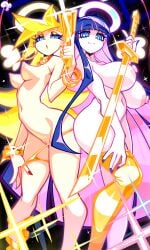 2girls angel angel_girl female female_only golden_week huge_breasts krokobyaka nipples panty_&_stocking_with_garterbelt panty_anarchy pussy siblings small_breasts stocking_anarchy tagme