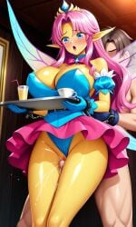 1boy1girl ai_generated empress_of_light fairy pink_hair rainbow terraria wings yellow_body