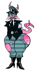 armband countryhumans demon demon_boy demon_tail erect_nipples fuck_you goat_ears heeled_boots joke_art military_hat military_uniform nazi nazi_germany_(countryhumans) nazi_uniform pants thick_thighs torn trans transboy wtf