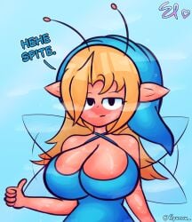 1girls absurd_res antennae_(anatomy) artist_name artist_signature blonde_female blonde_hair blonde_hair blonde_hair_female blush blush blush_lines blushed_face blushing_at_viewer blushing_female blushing_profusely breasts dress dripping_sweat english_text fairy fairy_wings fairyfud female female_focus female_only hat headwear large_breasts original original_character pointy_ears spunow_ sweat sweat_drip sweatdrop sweating sweaty sweaty_arms sweaty_feet tagme text thumbs_up
