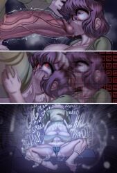 1boy 1girls adoptive_siblings asriel_dreemurr chara clothed clothed_female clothed_sex clothing cumming cumming_from_giving_oral cumming_through_clothing cumming_while_penetrating darky darkynsfw deepthroat face_fucking female furry hardcore hyper incest male rough_sex throat_fuck thrusting_into_mouth undertale