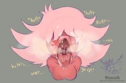 big_lips breasts breath burping cum cum_burp cum_in_mouth cum_in_throat cum_on_face cum_swallow gem_(species) lips oral_invitation padparadscha_(steven_universe) pink_hair plump_lips red_skin steamy_breath steven_universe swallowing_cum throat tongue tongue_out topless uvula weasselk