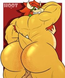 1boy 5:6 absurd_res anthro armpit_hair ass ass_focus ass_hair back_hair back_view balls big_butt body_hair bowser dg254 digital_media_(artwork) fat_ass fat_belly fat_male furry furry_male furry_only genitals hair hi_res horns humanoid_genitalia koopa large_ass large_balls looking_at_viewer looking_back looking_back_at_viewer male male_only mario_(series) moobs muscular muscular_anthro muscular_male nintendo nipples nude obese obese_anthro obese_male overweight overweight_anthro overweight_male pecs red_hair reptile scalie simple_background solo solo_focus solo_male tail thick_ass yellow_skin