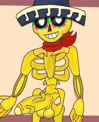 big_balls big_penis brawl_stars gay hat mexican_male poco_(brawl_stars) skeleton yellow_body