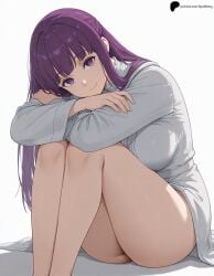 1girls ai_generated ass breasts crossed_arms dress eyebrows_visible_through_hair eyelashes female fern_(sousou_no_frieren) fingernails frieren_beyond_journey's_end hair_between_eyes hair_over_shoulder hi_res high_quality high_resolution highres huge_breasts legs light_smile lips long_hair looking_at_viewer nose opal_nemy patreon patreon_logo patreon_username plain_background purple_eyes purple_hair self_upload shadow simple_background smile sousou_no_frieren thick_thighs thighs white_background white_dress