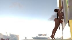 3d big_ass big_breasts brown_hair futanari horsecock hucow intersex petite termos3d udders