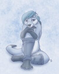 2025 anthro bouncyotter breasts dipstick_tail female flinters genitals gloves_(marking) hi_res leg_warmers_only looking_at_viewer mammal markings mustelid otter pussy slightly_chubby slightly_chubby_female solo tail tail_markings