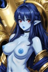 1alien 1girls ai ai_female ai_generated alien alien_girl armpit blue_body blue_eyebrows blue_hair blue_lips blue_lipstick blue_nipples blue_skin book breasts dark_blue_hair dis.cover dis.cover_(story) female female_focus female_only light_blue_skin long_hair looking_at_viewer naked naked_female navel nipples nude nude_female pointy_ears quinzo11 red_eyes science_fiction self_upload terra_(dis.cover)