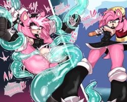ahe_gao amy_rose before_and_after breasts chaos_(sonic) emo_girl erect_nipples female forced goth_girl green_eyes hedgehog male nipples pink_fur pussy rape sega slime sodarumia sonic_(series) tentacle water