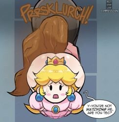 diarrhea embarrassed mario_(series) paper_mario paper_peach princess_peach scat shy toilet