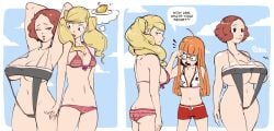 3girls ann_takamaki annoyed breast_envy brown_hair comic female female_focus haru_okumura huge_breasts immisterplow mrplow34 persona persona_5 sakura_futaba tagme