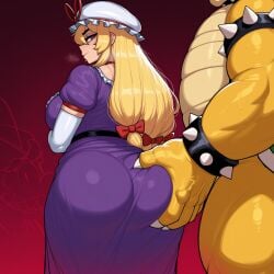 artist_request ass ass_focus ass_grab big_ass bowser clothed crossover hag interspecies mario_(series) standing touhou weird_crossover yakumo_yukari yukari_yakumo