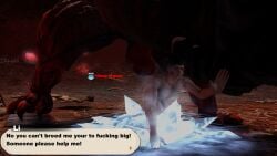 3d chimera female final_fantasy_xiv frozen gay_rape gpose(ffxiv) imminent_rape male male_bottom monster_cock penis unable_to_escape viera