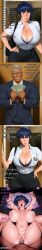 1boy 1girls 4k age_difference ai_generated big_ass big_breasts big_butt big_lips big_penis black_pants blue_eyes blue_hair comic different_angle english_text female high_quality male mating_press moaning nsfw pink_lipstick rough_sex school_uniform screaming sexy student_and_teacher sweating teacher_and_student