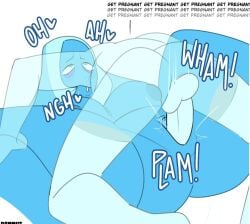 1boy 1girls anus artist_name big_ass big_breasts big_nipples big_thighs bigger_female blue_diamond_(steven_universe) blue_eyes blue_hair blue_skin dsmnup dsmnut eyes_rolling_back female hi_res holding_legs hourglass_figure looking_back macro_female male missionary_position open_mouth penetration pussy size_difference steam steven_universe text wide_hips