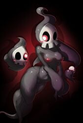 ambiguous_gender anthro areola blush breasts cute duskull elpatrixf female feral ghost hair long_hair nintendo nipples nude pokemon ponytail tied_hair video_games