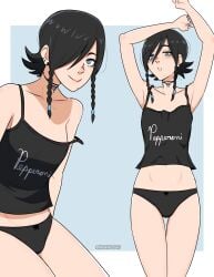 black_hair blue_eyes mkairos47 oc panties smiling taylor_(mkairos47) tomboy
