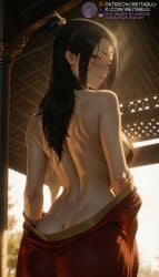 1girls ai_generated ass avatar_legends avatar_the_last_airbender azula back back_focus bare_back bare_shoulders black_hair blush breasts brown_eyes butt_crack closed_mouth dimples_of_venus dress facial_mark female forehead_mark from_behind hair_bun hair_ornament large_breasts long_hair looking_at_viewer looking_back mature_female median_furrow medium_breasts meitabuu nickelodeon nicktoons patreon_username red_dress shoulder_blades sideboob single_hair_bun smile solo undressing