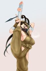 2d armpit_hair armpits artist_request brown_eyes brown_hair busty capcom female female_focus female_only hourglass_figure ibuki_(street_fighter) kunoichi long_hair ninja ponytail standing standing_split street_fighter tagme wide_hips
