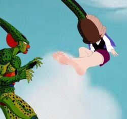 cell_(dragon_ball) cell_vore dc dc_comics dc_super_hero_girls feet feet_fetish feet_focus low_quality low_quality_edit tail tail_vore zee_zatara