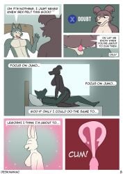 2025 5_fingers anthro anthro_on_anthro anthro_penetrated anthro_penetrating anthro_penetrating_anthro ass balls beastars bed bedding bedroom_eyes blanket bodily_fluids breasts brown_body brown_fur canid canine canis closed_eyes comic condom cowgirl_position cum cum_in_pussy cum_in_uterus cum_inside deskmaniac dialogue domestic_rabbit dominant dominant_female dream duo dwarf_rabbit ejaculation english_text fantasizing female female_on_top female_penetrated fingers from_front_position fur furniture genital_fluids genitals gentle_femdom grey_body grey_fur group haru_(beastars) hi_res hospital_bed hospital_room humanoid_genitalia humanoid_hands humanoid_penis imagination infirmary juno_(beastars) lagomorph legoshi_(beastars) leporid lying lying_on_bed male male/female male_on_bottom male_penetrating male_penetrating_female mammal narrowed_eyes nipples nude nude_anthro nude_female nude_male on_back on_bed on_bottom on_top oryctolagus page_number pecs penetration penile penile_penetration penis penis_in_pussy press_x_to_doubt pussy rabbit safe_sex seductive semi_public sex sexual_barrier_device speech_bubble submissive submissive_male tail text thinking_about_another trio uterus vaginal_penetration vaginal_penetration wearing_condom white_body white_fur wolf