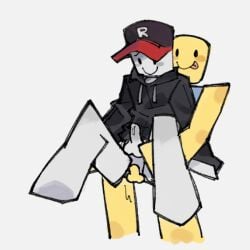 2boys anal anal_sex balls bottomless gay gay_sex guest_(roblox) h0nmoneynomoney half_clothed noob noob_(roblox) penis roblox robloxian source_request stand_and_carry_position tagme white_skin yaoi yellow_skin