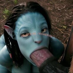 3d ai_generated alien alien_girl animated avatar avatar:_the_way_of_water blowjob blue_skinned_female deepthroat female horsecock interspecies milf na'vi neytiri no_sound oral rower tagme video