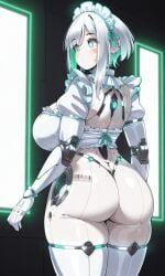 ai_generated android ass_focus maid rear_view robot robot_girl synthetic white_body