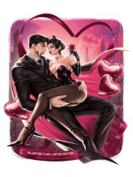 1boy 1girls 2d 2d_(artwork) 2d_artwork bare_legs batman batman_(series) black_clothing black_hair breasts bruce_wayne cat_ears catwoman cleavage couple couple_(romantic) dark_hair dc dc_comics feet female green_eyes heels high_heels holding_legs iamfadimee jewelry latex latex_clothing latex_gloves leather leather_clothing light-skinned_female light-skinned_male light_skin male official_art pale-skinned_female pale-skinned_male pale_skin red_lipstick romantic romantic_couple selina_kyle short_hair stiletto_heels straight thighs