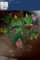 absurd_res ambiguous_gender anthro balls blush bodily_fluids cactus cactus_creature canid canine canis cum cum_inside duo elemental_creature flora_fauna fur generation_5_pokemon genital_fluids genitals grabbing_from_behind green_body hi_res intersex intersex/male male male_penetrating mammal maractus nintendo nude open_mouth penetration penile penile_penetration penis plant pokemon pokemon_(species) rareplushy rough_sex sex simple_background text wolf yellow_eyes