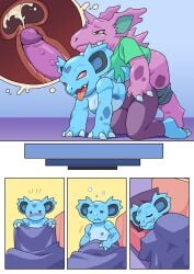 all_fours anthro blush bodily_fluids brother_(lore) brother_and_sister_(lore) clothed clothing comic cum cum_inside duo female from_behind_position furniture generation_1_pokemon genital_fluids hi_res hidoihito hypnosis incest_(lore) male male/female mind_control nidorina nidorino nintendo on_sofa pokemon pokemon_(species) semi-anthro sex sibling_(lore) sister_(lore) sleeping sofa tongue tongue_out topless