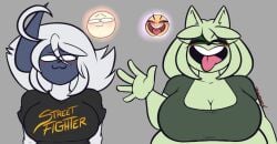 absol autumn_(dewwydartz) big_breasts breasts cleavage dewwydarts dewwydartz female furry huge_breasts law_(dewwydartz) meowscarada pokemon pokemon_(species) tagme