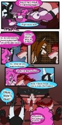 absurd_res anthro bassariscus bed bed_bondage bondage bondage bound breasts canid canine canis collar comic cuff_(restraint) daisy_(tatsuchan18) dialogue english_text erection female fenrir_(tatsuchan18) fox frozen furniture genitals group hi_res hybrid inner_monologue lagomorph leporid lying male male/female mammal maned_wolf metal_collar mink_(tatsuchan18) multiple_scenes on_back panicked_look panicking pawpads penetration procyonid rabbit restraints ring-tailed_cat spade_(tatsuchan18) spread_eagle tatsuchan18 text thinking trio wolf