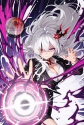 ai_generated black_hole deviantart energy energy_ball gothmommy69 huge_breasts mature_female milf multicolored_hair oc office_lady teacher watermark