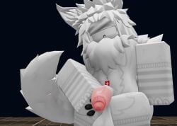 1boy 3d balls baseplate femboy furry gay lidarbringer luvia_(mermio) male penis roblox robloxian tagme white_fur