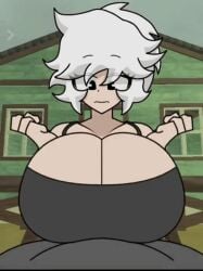 1boy 1boy1girl 1girls acido_frio animated animated_gif beat_banger big_breasts black_bra bra clothed clothed_paizuri darkida dead_rails fat_breasts female gif huge_breasts light-skinned_female light_skin male male/female male_pov paizuri paizuri_lead_by_female paizuri_on_lap paizuri_under_clothes paizuri_with_gigantic_breasts pov pov_male roblox roblox_game white_hair white_hair_female