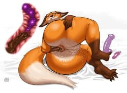 anal anal_beads anal_beads_in_ass anal_sex anthro anthro_penetrated anus ass big_butt bodily_fluids brown_body brown_fur canid canine dildo female female_anthro female_penetrated fisting fox fur genital_fluids genitals hi_res internal internal_anal l3ftbl4nk lost_my_keys mammal object_in_ass orange_body orange_fur penetration plump_labia puffy_anus pussy rear_view sex_toy sex_toy_in_ass sex_toy_insertion simple_background solo tan_body tan_fur thick_thighs vaginal_fluids white_background wide_hips