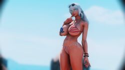 1girls 3d abs american_flag_bikini athletic athletic_female big_breasts breasts female final_fantasy final_fantasy_xiv huge_breasts large_breasts oc tagme