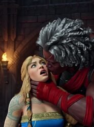 ai_generated ambessa_medarda animated animation arcane:_league_of_legends blonde_hair braided_hair choking crossover forced forced_kiss forced_kissing french_kiss french_kissing god_of_war humiliation interracial jabbaman58 league_of_legends mp4 neck_grab power_display power_dynamics sif_(god_of_war) size_difference tagme tattoos tongue tongue_kiss tongue_out video yuri