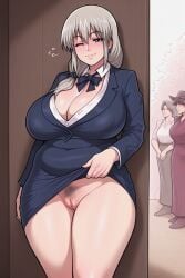 ai_generated big_breasts big_thighs chubby lifting_skirt mature_female milf perchance_ai pubic_hair showing_pussy uzaki-chan_wa_asobitai! uzaki_tsuki wink