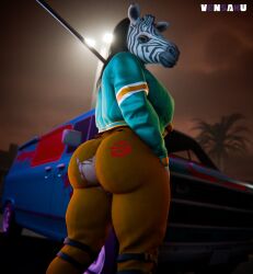 1girls alternate_version_at_source alternate_version_available ass ass_focus corey_(hotline_miami_2) hotline_miami hotline_miami_2 looking_at_viewer looking_back mask masked masked_female no_panties ripped_clothing ripped_pants tagme vensaku wardrobe_malfunction zebra