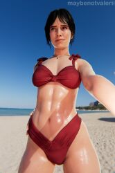 007_first_light abs beach bikini dark_hair female female_focus female_only hips maybenotvalerii theresa_lorca