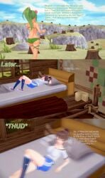 2girls 3d brown_hair dryad_(terraria) english_text female female_focus green_hair koikatsu sleeping terraria terrarian text xavierhuge