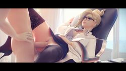 1boy 1girls 3d animated audionoob balls blender blizzard_entertainment blonde blonde_hair blue_eyes cakeofcakes cfnm chair cleavage doctor female glasses loop male mercy moaning nurse overwatch penis ponytail pussy sex sound stethoscope stockings straight thighhighs vaginal_penetration video