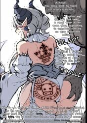! artist_request dark-skinned_male dark_skin demon demon_girl demon_horns dress duel_monster english_text evil_smile fat_ass gloves grabbing grabbing_ass hand_on_ass horny huge_ass labrynth_of_the_silver_castle looking_at_another lovely_labrynth_of_the_silver_castle open_mouth pointy_ears princess pussy queen simple_background slap slave slave_girl smile standing surprised tattoo text twin_drills twintails underwear voluptuous white_hair yu-gi-oh!