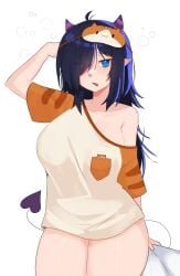 girl going_commando horned_girl ivie_(artist) nyaivie original original_character pajamas someone_else's_oc